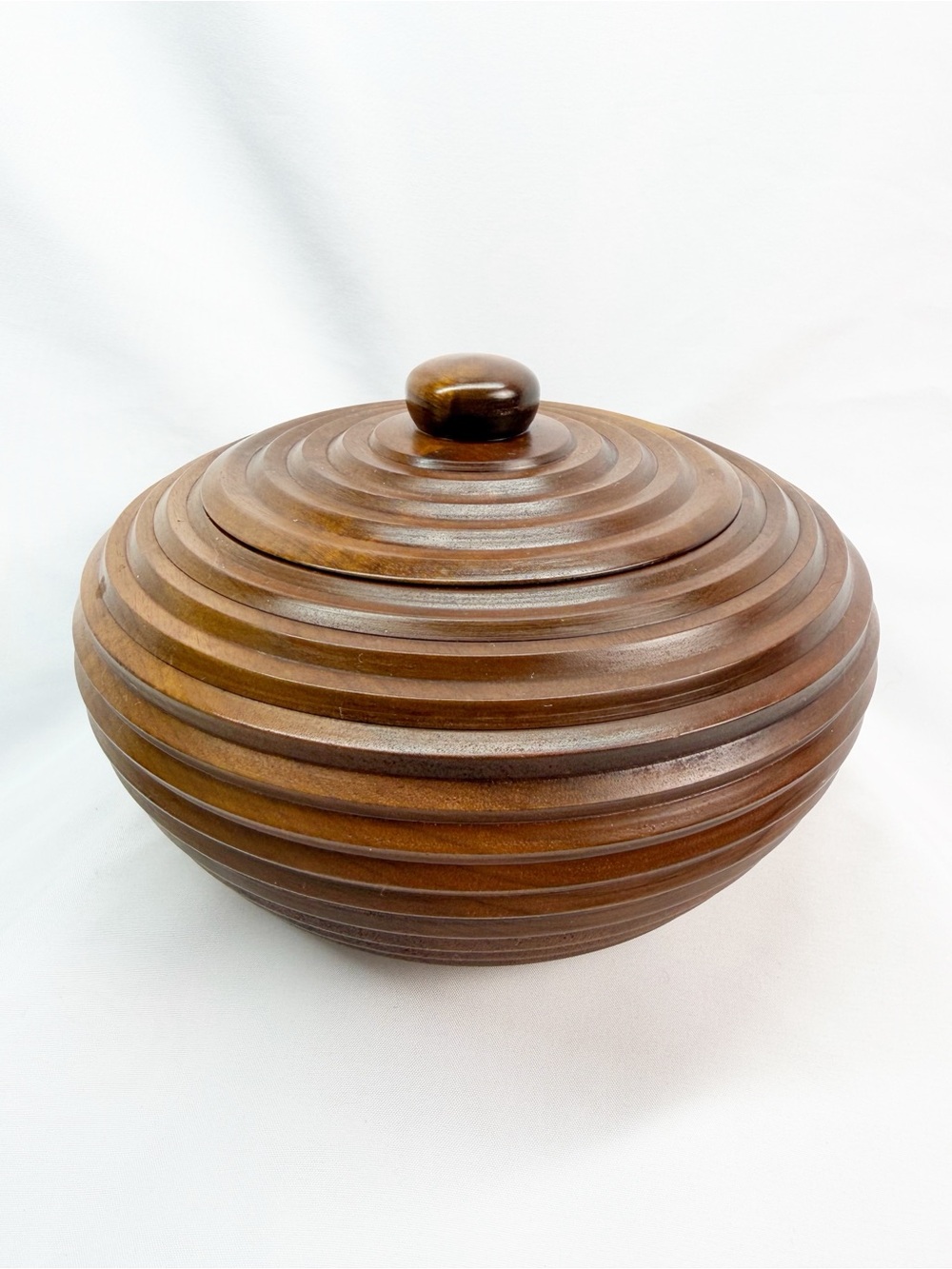 Vintage 80s Handmade Oregon Myrtle Wood Bowl With Lid